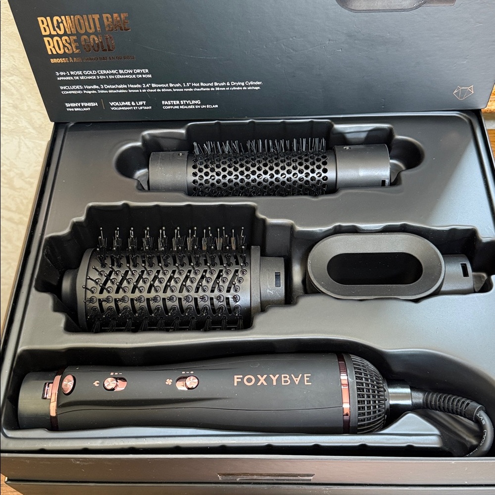FoxyBae Blow Out Bae Rose Gold Hair Styling Set. Ceramic tourmaline.